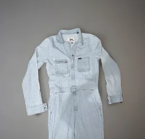 Lee X-small Women's Light Blue Denim Jumpsuit Union-Alls Zip Long Sleeve thumbnail 2