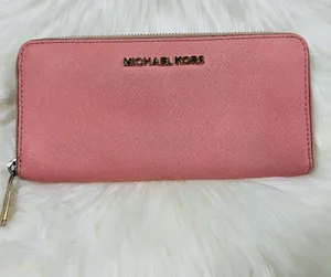 Michael Kors Pink Saffiano Zip Wallet with Gold Hardware thumbnail 1