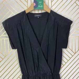 Aritzia Babaton Corbett Romper Relaxed Pure Silk Short Sleeve‎ Black Size XS thumbnail 4