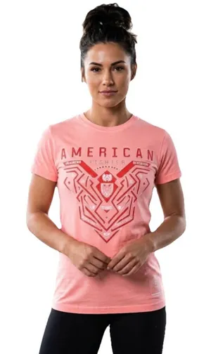 American Fighter Brimley Women's Coral Peach Graphic Cotton Tee Size XS thumbnail 1