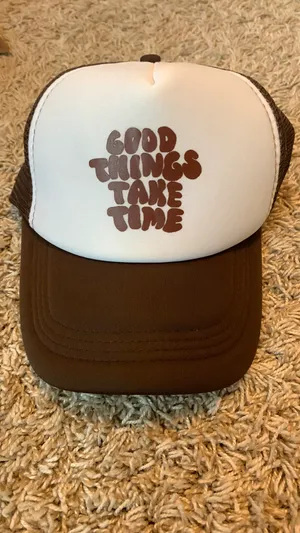 Good Things Take Time Brown Trucker Hat thumbnail 1