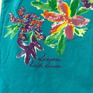 Lauren Ralph Lauren Floral Blue Sequenced Tshirt thumbnail 5