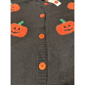 NWT 33 Degrees Pumpkin Cardigan Black Jack O Lantern Halloween Sweater 3X thumbnail 5