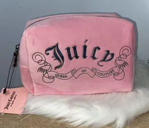Juicy Couture Pink Velour Travel Cosmetic Bag NWT thumbnail 1