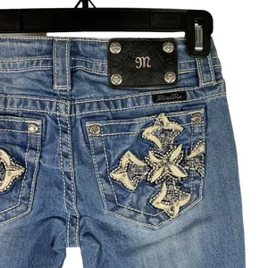 New Miss Me Jeans Womens Sz 26 Signature Skinny Denim Embroidered‎ Cross Pockets thumbnail 9