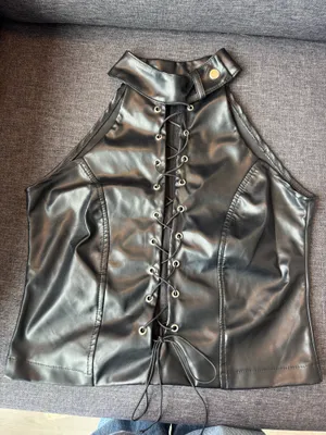 Black Leather Top Size M thumbnail 1