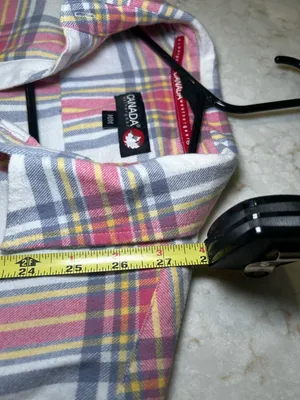Canada Weather Women’s Gear Plaid Button-Up Shirt - White, Pink & Gray MM VGC thumbnail 6