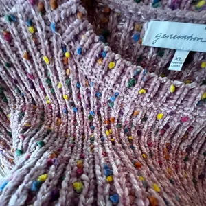 Generation K Pink Confetti Chenille Crew Neck Sweater XL Soft Cozy thumbnail 9