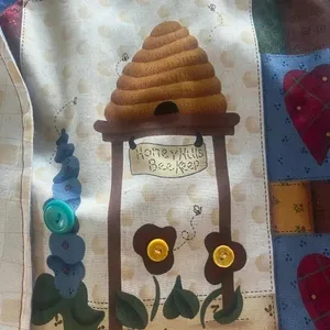 Hand Made Country Style Denim Embroidered Vest Bears Bees Cottagecore Medium thumbnail 3