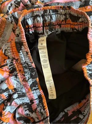 Lululemon Pink, Orange & Blue Geometric Striped Athletic Hotty Hot Shorts thumbnail 4
