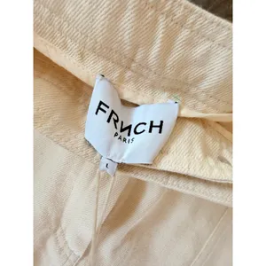 NWT FRNCH Paris Bianca Wide Leg‎ Trousers Women Large Creme High Rise Denim New thumbnail 2