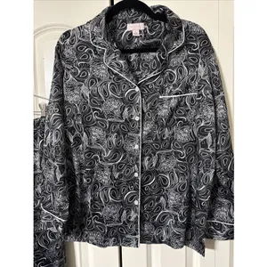 Women's Cabernet Sleepwear Set Pajamas Black And White Paisley Medium thumbnail 2