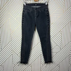 Hudson‎ Jeans The Stevie Midrise Lace Up Skinny Jeans in Vacancy Gray Size US 27 thumbnail 3