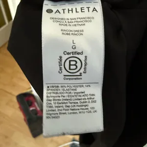 Athleta Rincon Dress Black Sleeveless Drawstring Waist‎ Activewear MIDI Large thumbnail 5