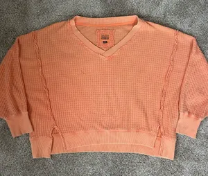 American Eagle Outfitters Orange V-Neck Sweater thumbnail 1