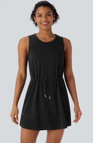 NWT HALARA Womens Air Fabric Drawstring Sleeveless Flare Activity Dress thumbnail 1