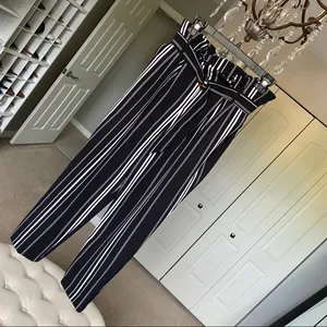 Miss Selfridge Black Mono Striped Paperbag Trouser thumbnail 4