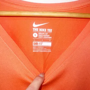 Nike Orange “the Nike tee” athletic cut Dri-fit long sleeve v neck tee thumbnail 4