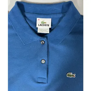 Lacoste Blue Collared Button-Up Polo Short Sleeve Shirt Blouse Size 40 (M) 🐊✨ thumbnail 3