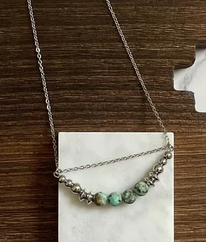 Handmade Sagebrush Prairie Western Pearl Bar Necklace 17 inch thumbnail 1