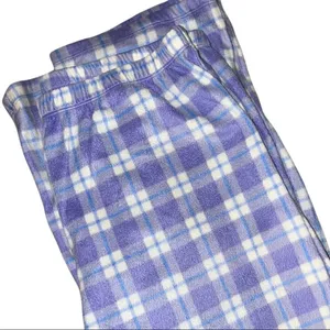 Adonna warm lavender and white plaid fleece 2 piece pj set thumbnail 5