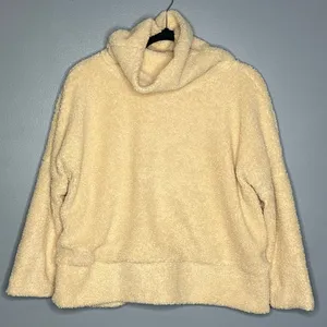 Tuckernuck Teddy Fleece Rollins Cowl Neck Pullover Cream Cozy Soft Oversized S thumbnail 3