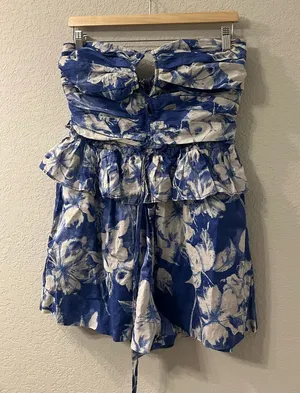 Olivaceous Floral Blue Ruffle‎ Romper L thumbnail 1