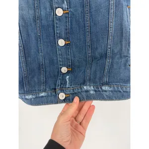Hudson Emmet Boyfriend Jacket Women Size S Blue Distressed Denim 1/2 Sleeve 90s thumbnail 3