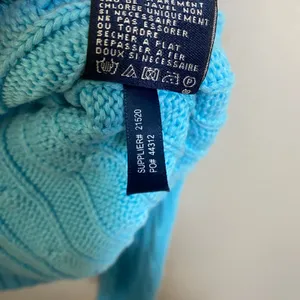 100% Cotton Ralph Lauren Sport Cable Knit Sweater Large Blue Orange Pony V Neck thumbnail 4