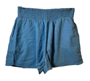 Wild Fable Blue Smocked High Rise Linen Blend Shorts Womens Size M Relaxed‎ Fit thumbnail 1