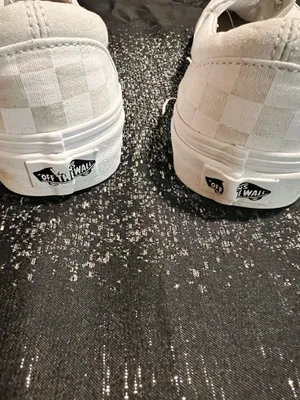 Womens 7 Vans Classic Slip On Checkerboard True White Canvas Sneakers thumbnail 8