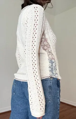 Et Clet Knit Crochet Long Sleeve Top thumbnail 2