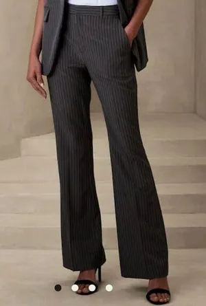 Banana Republic Striped Trousers Gray Dress Pants Size 4 Silk Blend thumbnail 1