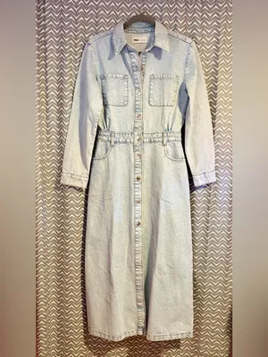 Zara | Long Sleeve Denim Maxi Dress, XS thumbnail 3