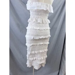 Cleobella Cream Smocked Midi Dress Sleeveless Ruffle‎ S Romantic thumbnail 8