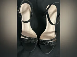 David’s Bridal Women’s Black Rhinestone Prom Party Dress Heels In Box SZ 7.5 thumbnail 7