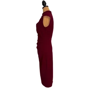 Miusol Womens Medium Burgundy Sleeveless Mock Neck Sheath Dress thumbnail 3