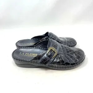 La Plume Judy Black Patent Leather‎ Crocodile Clog Mules Size 36 / US 6 thumbnail 4