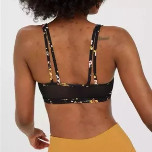 Offline By Aerie Goals Plunge Sports Bra True Black Floral Size Medium thumbnail 2