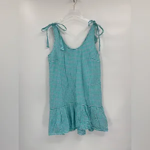 Amanda Uprichard‎ teal gingham sleeveless dress size large thumbnail 2