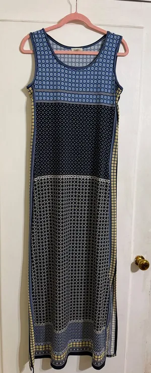 Max Studio Blue Geometric Tile Print Sleeveless Maxi Dress Medium 8901W61 thumbnail 1