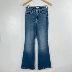 Good American Good Legs Flare Jeans Cashmere Blend Split Back Pocket Size 4 / 27 thumbnail 2