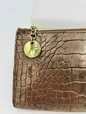 IVANKA TRUMP Metallic Bronze Crocodile Embossed Clutch Wallet 9" x 4.5" thumbnail 2