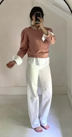 ALC Rayna Puff Sleeve Sweatshirt in Baby Pink Size S Retail $195 thumbnail 4