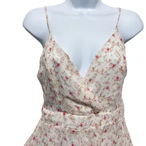 Alter'd State Women Babydoll Cottage Romper‎ M Ivory Pink Floral Ruffle Romantic thumbnail 3