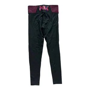 Womens Victorias Secret PINK Skinny Black Logo Yoga Pants - Sz S thumbnail 2