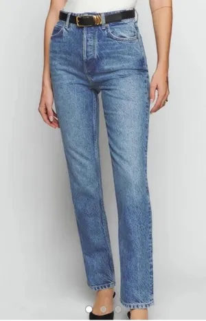 Reformation Cynthia Button Fly High Rise Straight Jeans Sz 26 thumbnail 1