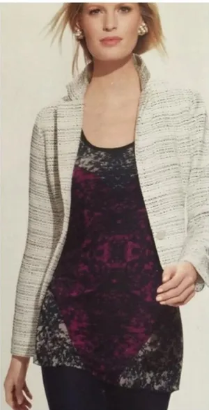 NWOT CAbi Heart of CAbi Mesh Overlay Tank Top Purple Black Size Large thumbnail 1