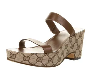 Gucci Slides GG Logo Sandals Wedge thumbnail 1