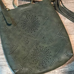 Anthropologie Olive Green Designer Bag thumbnail 6